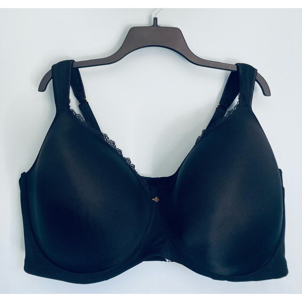 Ashley Stewart Smoothing Plunge Butterfly Bra Black 44H